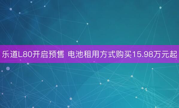 乐道L80开启预售 电池租用方式购买15.98万元起