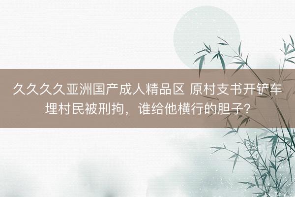 久久久久亚洲国产成人精品区 原村支书开铲车埋村民被刑拘，谁给他横行的胆子？