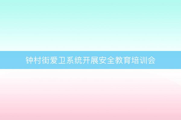 钟村街爱卫系统开展安全教育培训会