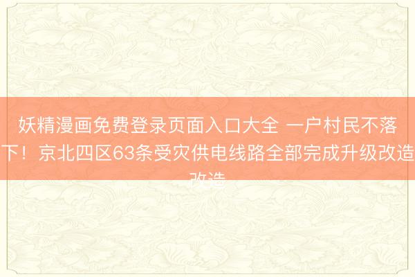 妖精漫画免费登录页面入口大全 一户村民不落下！京北四区63条受灾供电线路全部完成升级改造
