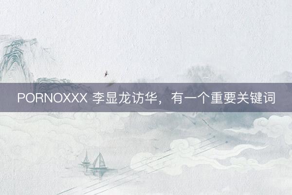 PORNOXXX 李显龙访华，有一个重要关键词