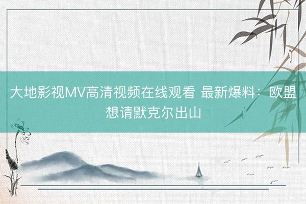 大地影视MV高清视频在线观看 最新爆料：欧盟想请默克尔出山
