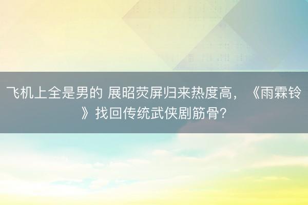 飞机上全是男的 展昭荧屏归来热度高，《雨霖铃》找回传统武侠剧筋骨？