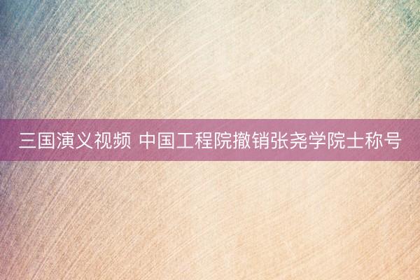 三国演义视频 中国工程院撤销张尧学院士称号