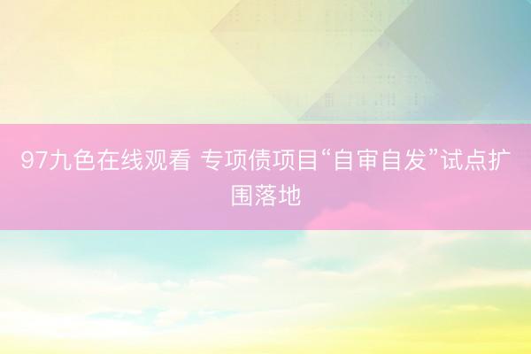 97九色在线观看 专项债项目“自审自发”试点扩围落地