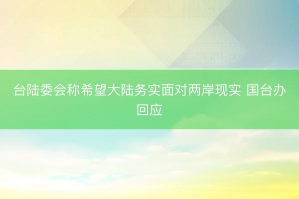 台陆委会称希望大陆务实面对两岸现实 国台办回应