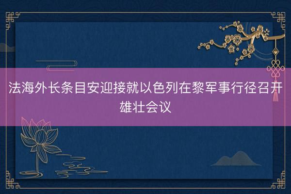 法海外长条目安迎接就以色列在黎军事行径召开雄壮会议