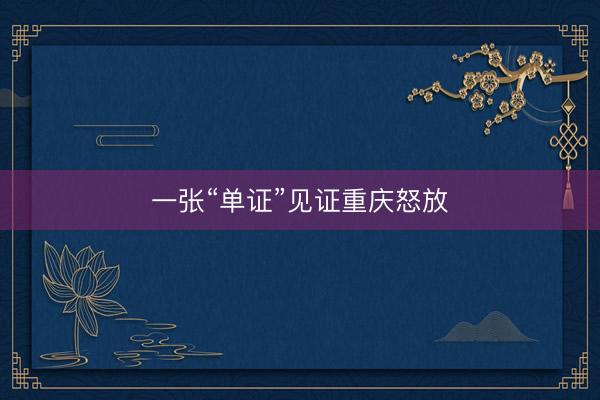 一张“单证”见证重庆怒放