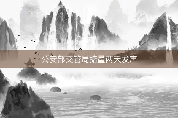 公安部交管局掂量两天发声