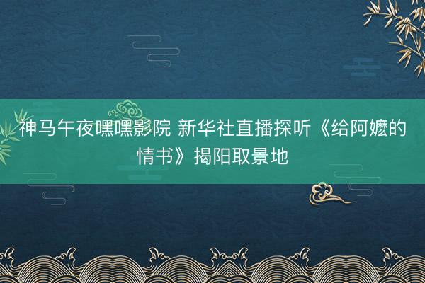 神马午夜嘿嘿影院 新华社直播探听《给阿嬷的情书》揭阳取景地