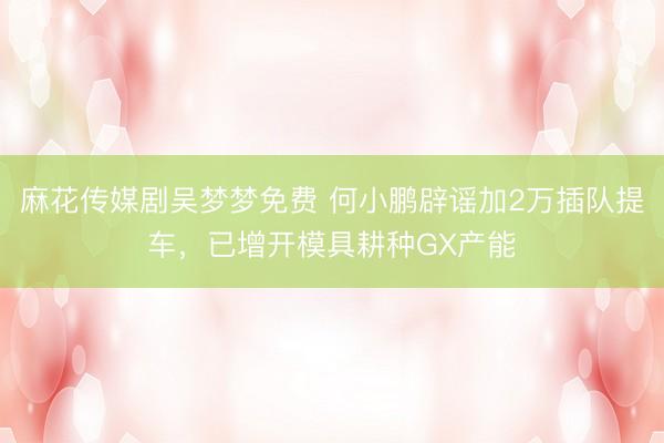 麻花传媒剧吴梦梦免费 何小鹏辟谣加2万插队提车,已增开模具耕种GX产能