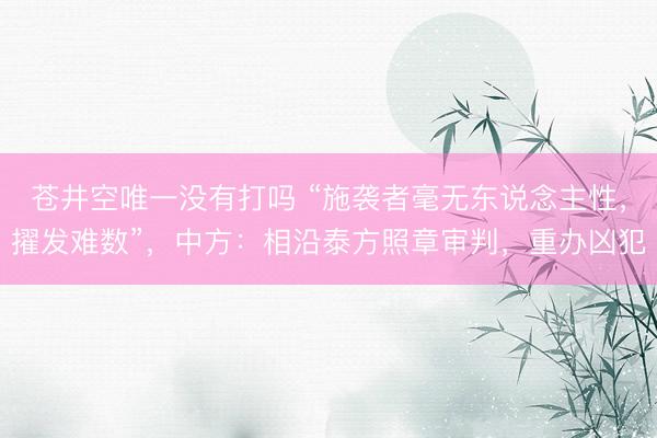 苍井空唯一没有打吗 “施袭者毫无东说念主性，擢发难数”，中方：相沿泰方照章审判，重办凶犯