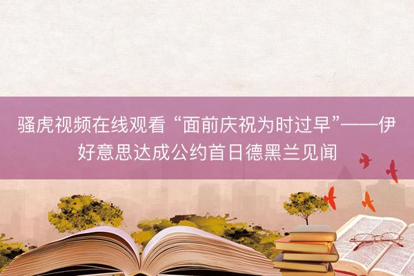 骚虎视频在线观看 “面前庆祝为时过早”——伊好意思达成公约首日德黑兰见闻